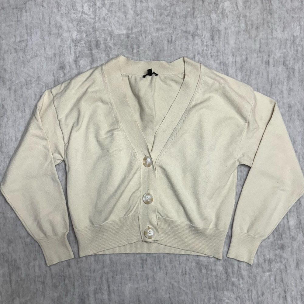 Dynamite V Neck Button Cardigan - Cream